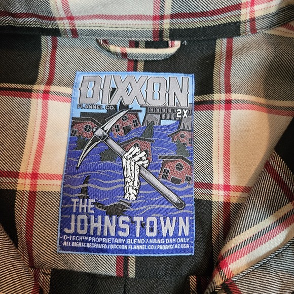 Dixxon Flannel Shirt 2XL The Johnstown Gray Red Plaid Long Sleeve D-Tech - Picture 2 of 6